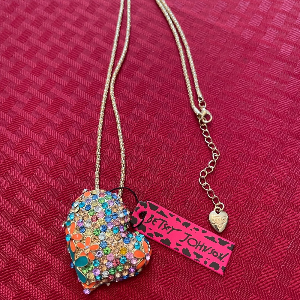 Colorful Heart Pendant Necklace with Gold Chain